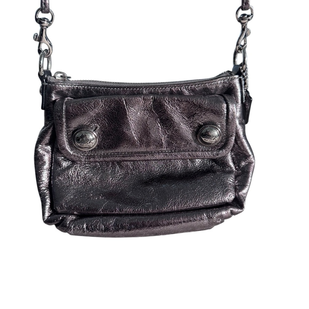 Vintage Coach Poppy Collection Gunmetal Iridescent mini Crossbody Purse y2K - Picture 4 of 12